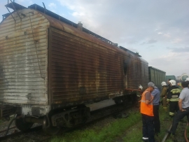 В Прохладном сгорел железнодорожный вагон