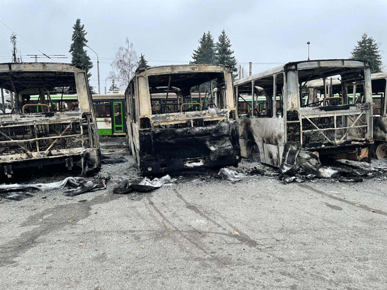 В Нальчике сгорели и повреждены девять автобусов