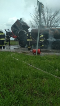 В Баксанском районе сгорела автоцистерна